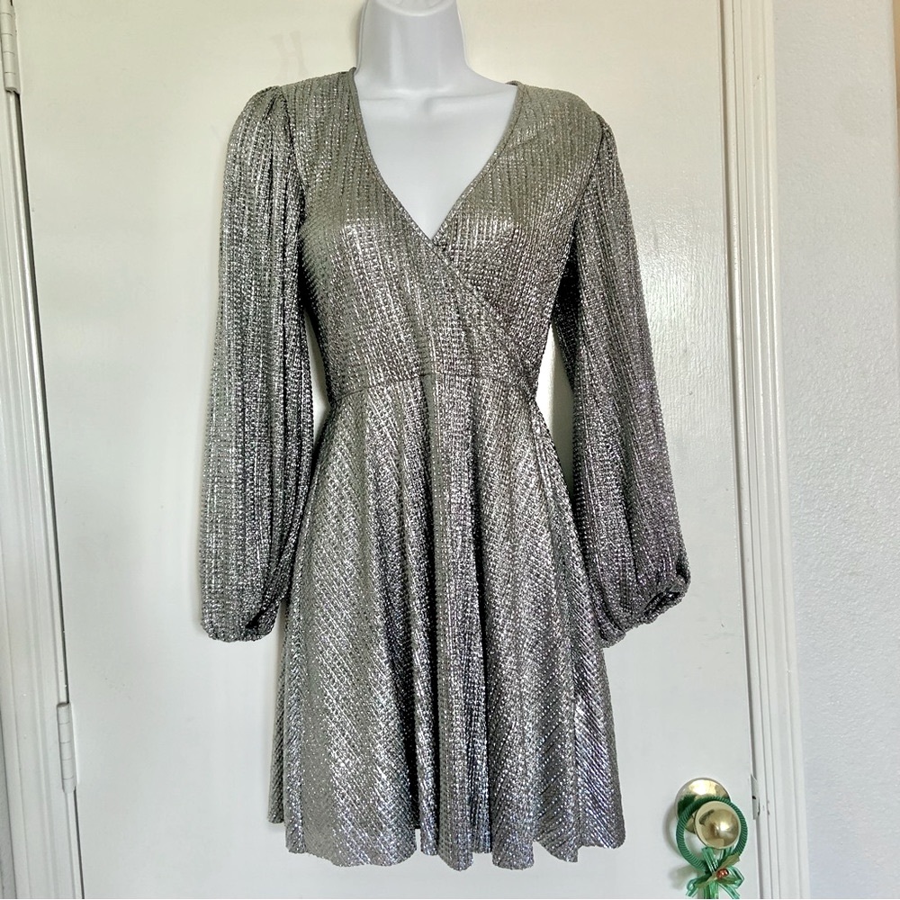 Silver Metallic Topshop Mini Dress